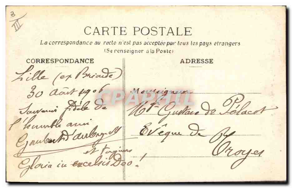 CPA Lille Palais de Justice  — Verso