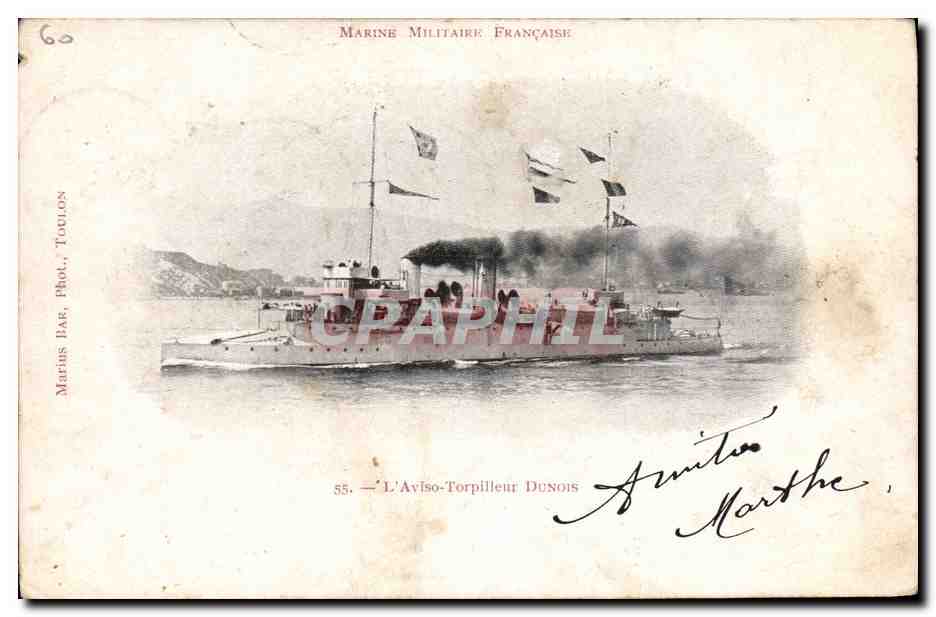 CPA Bateau de guerre L'aviso Torpilleur Dunois