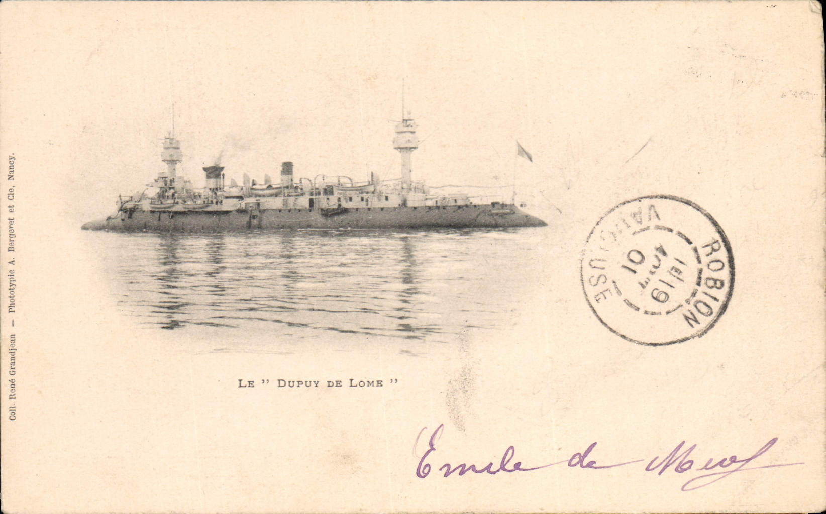Le "Dupuy de Lôme" — croiseur de guerre — Phototypie A. Burgret et Cie, Nancy