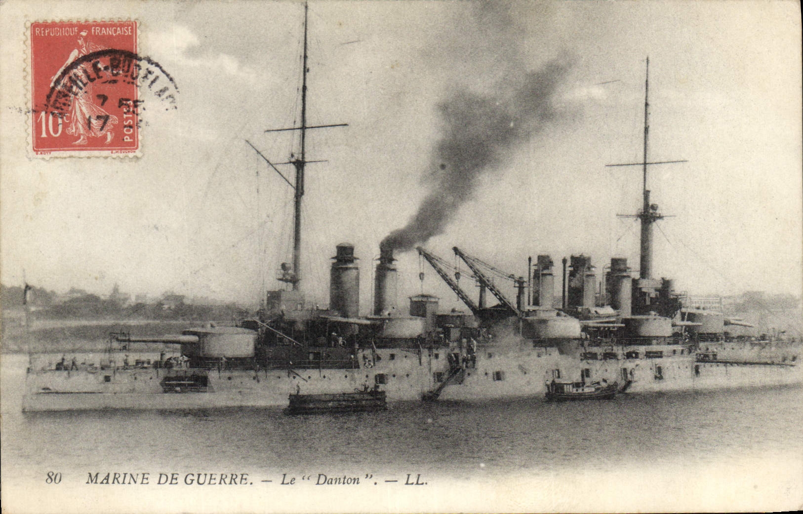 Marine de guerre — Le "Danton" — LL. — Éditeur LL, n°80