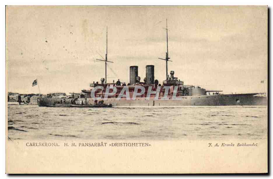 Carlskrona — La corazzata « Driftigheten » — Y. A. Kronks Bokhandel