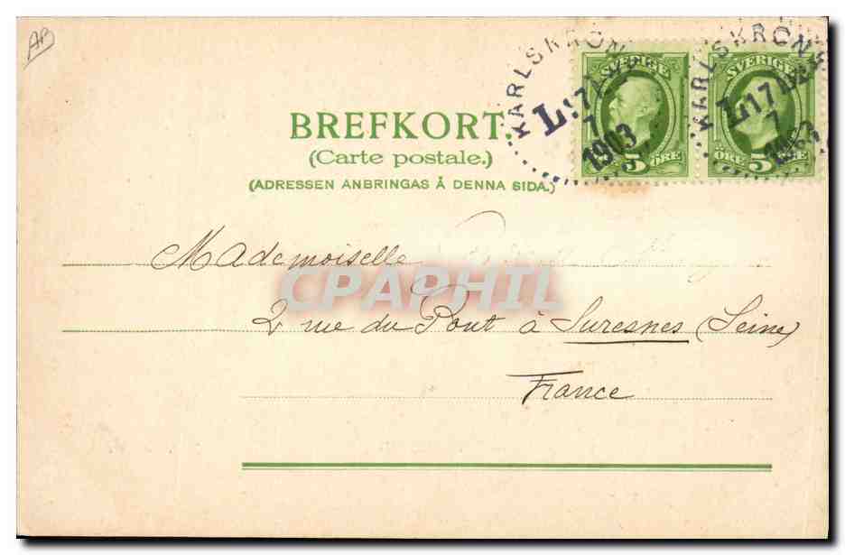 Carlskrona — La corazzata « Driftigheten » — Y. A. Kronks Bokhandel — Verso