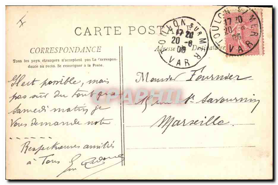 Le Dard — Controtorpediniere all'Appareaggio — A. Bougault n°400 — Verso