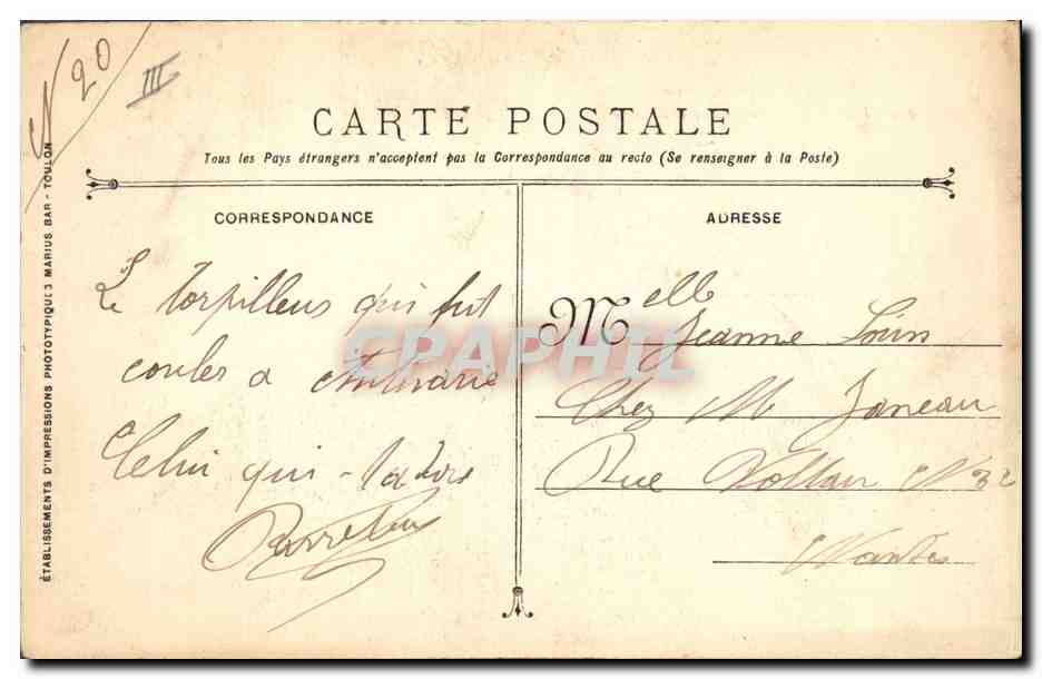 CPA Bateau de guerre Dague Torpilleur d'escadre — Verso