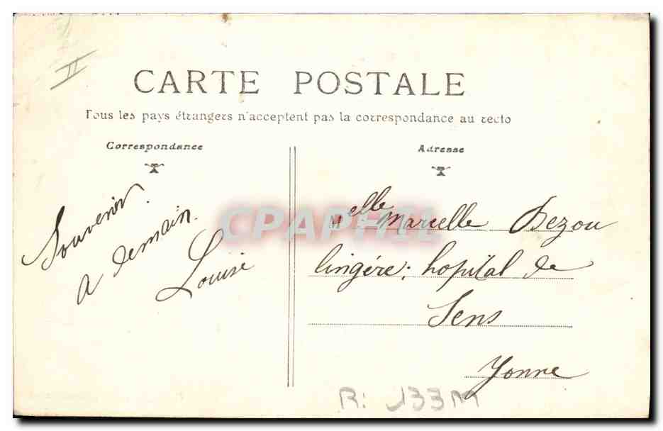CPA Prefecture Ancien hotel de Saincy et le kiosque a musique Moulins — Verso
