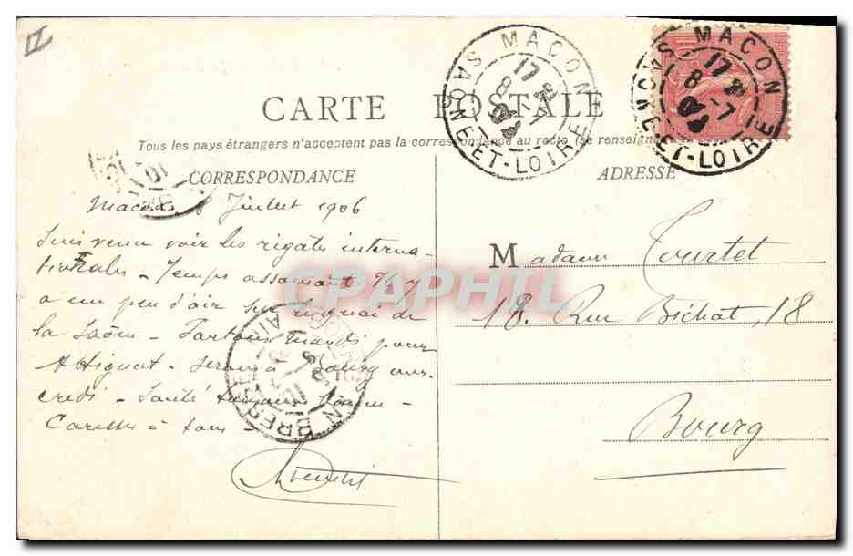 CPA Macon Jardins de la Prefecture  — Verso