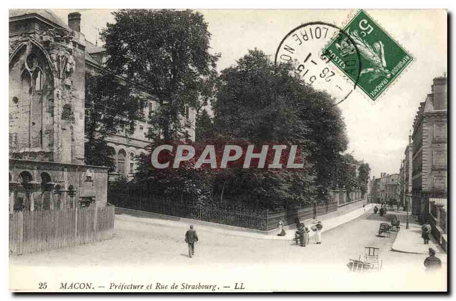 CPA Prefecture et rue de Strasbourg Macon 