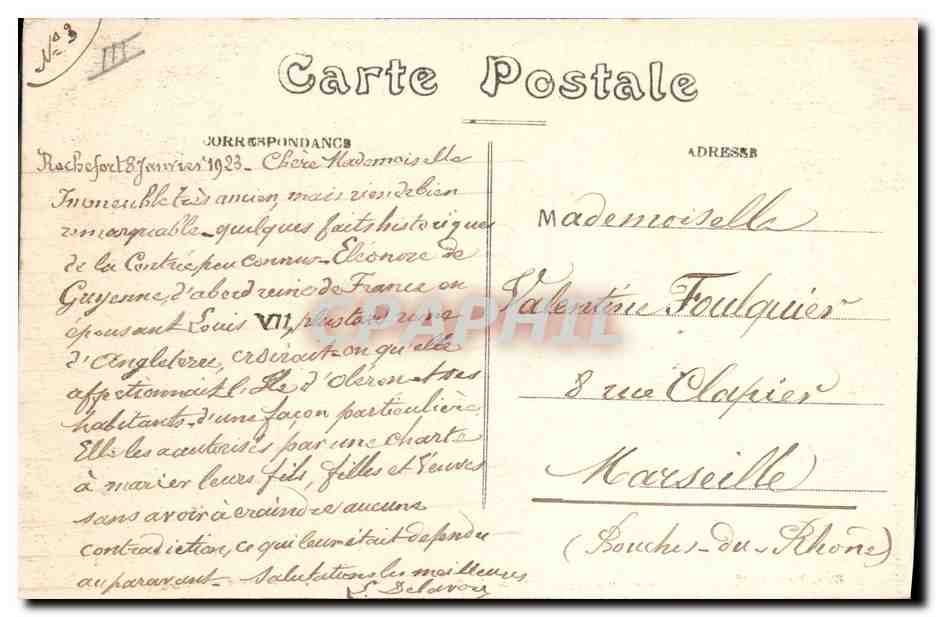 CPA Marennes La Sous Prefecture  — Verso