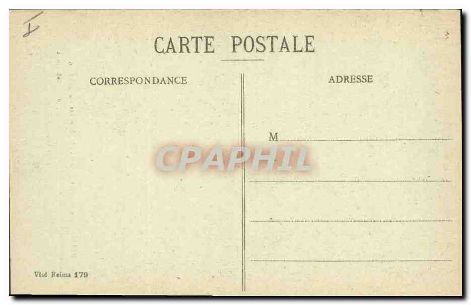 CPA Militaria Reims L'Hopital civil incendie par les Allemands La salle Museux — Rückseite