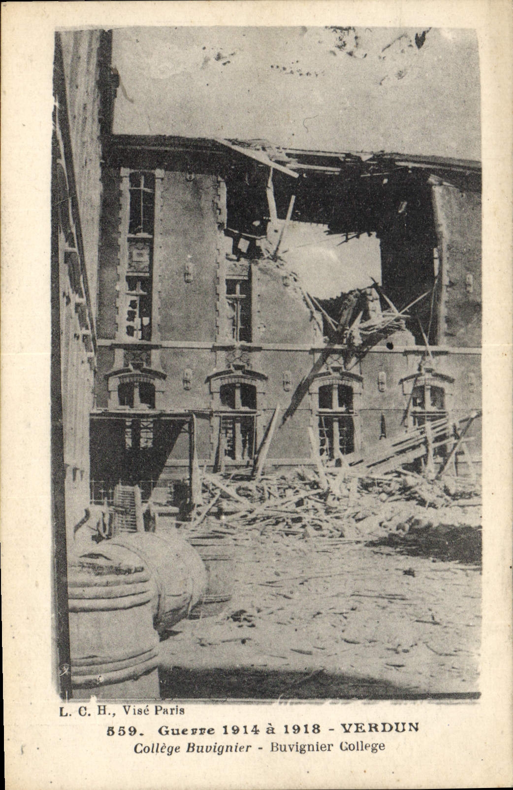 Collège Buvignier à Verdun — destructions de la guerre 1914-1918 — L.C.H., Visé Paris, n°559
