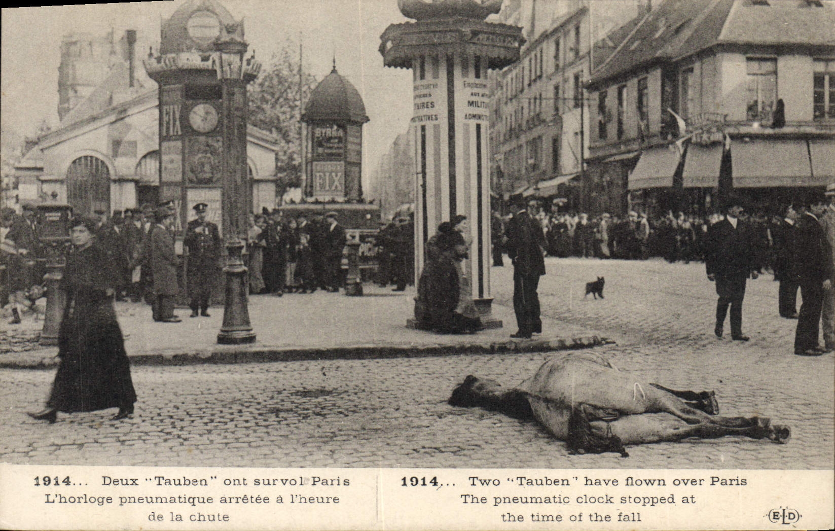 Zwei "Tauben" haben über Paris geflogen — Die pneumatische Uhr ist um die Stunde des Falls stehen geblieben — Verlag ELD, Seriennummer nicht sichtbar