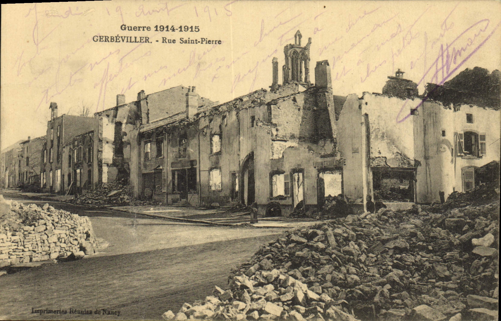 Gerbéviller - Rue Saint-Pierre — destructions de la Guerre 1914-1915 — Imprimeries Réunies de Nancy