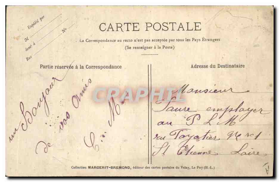 CPA Folklore Une vieille paysanne du Velay en pelerinage a Nd du Puy — Verso