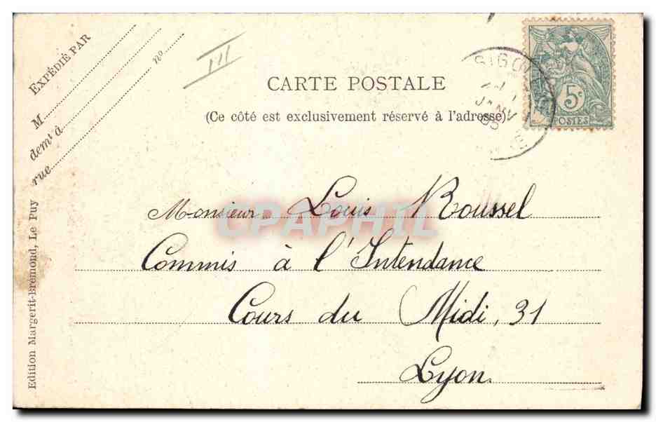 CPA Folklore Environs du Puy Type de paysan du Velay revenant du marche  — Verso