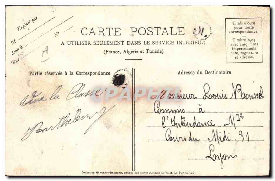 CPA Folklore Le berger des Cevennes Le Velay Moutons — Verso