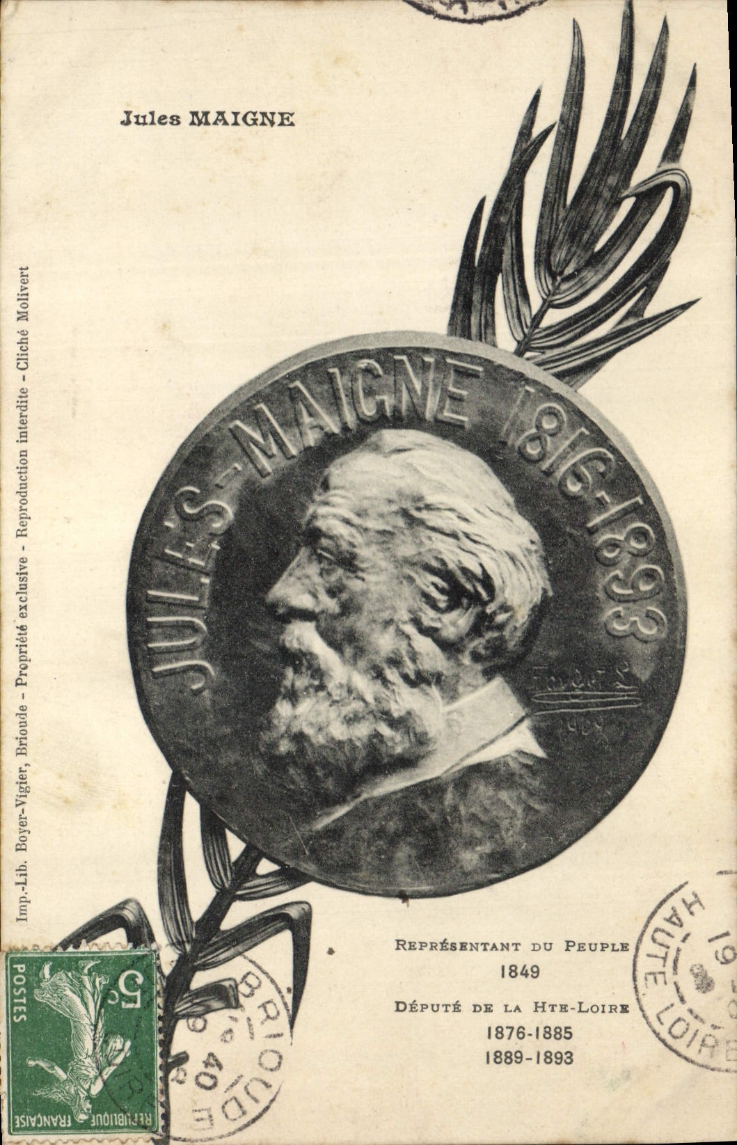 CPA Folklore Jules Maigne Medeaille Depute de la Haute Loire