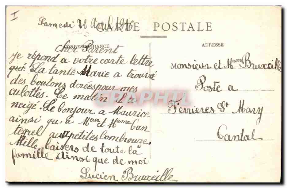 CPA Auvergne Les montagnes — Rückseite