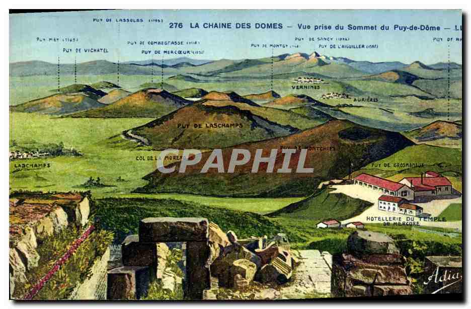 CPA La chaine des Domes Vue prise du Sommet du Puy de Dome 