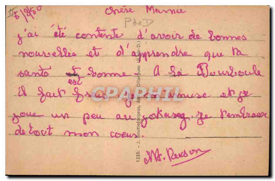 CPA Folklore Auvergne  — Verso