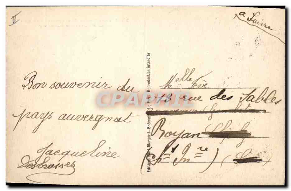 CPA Folklore La bourree des conscrits — Verso