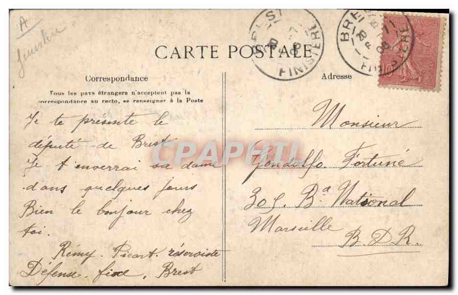 CPA Folklore Vieux type de Plougastel Daoulas — Verso