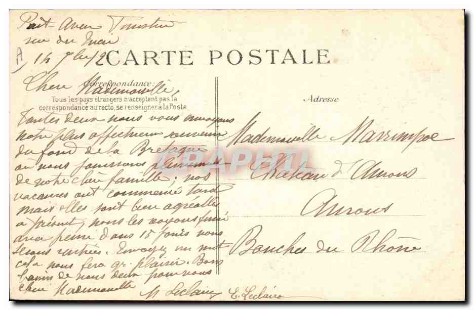 CPA Folklore Costumes de Pont L'Abbe Broderies bretonnes — Verso