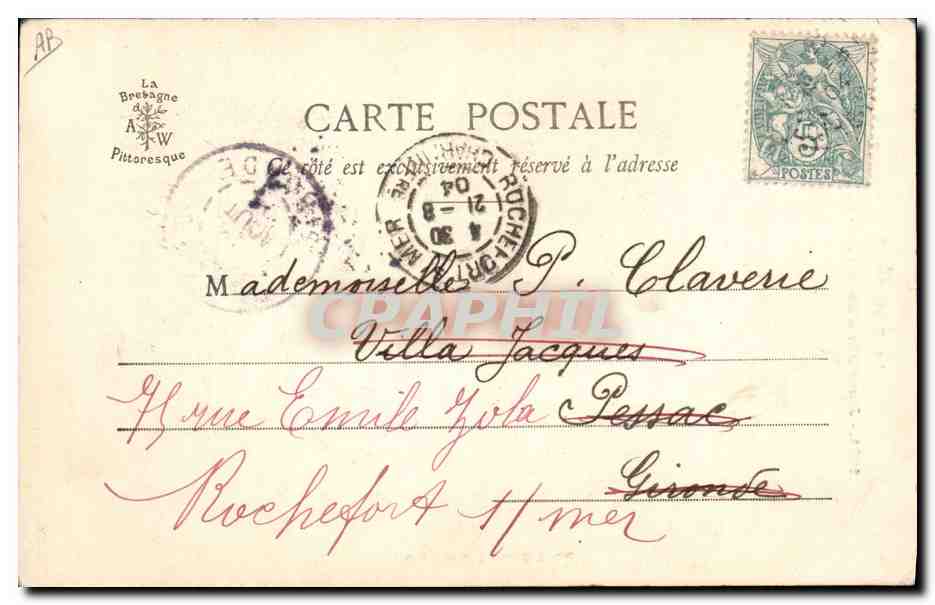 CPA Folklore Jeune fille d'Hennebont Retour de la fontaine — Verso