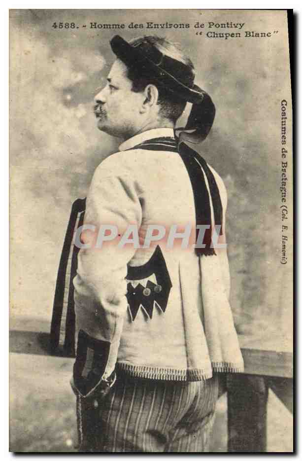 CPA Folklore Homme des environs de Pontivy Chupen Blanc 