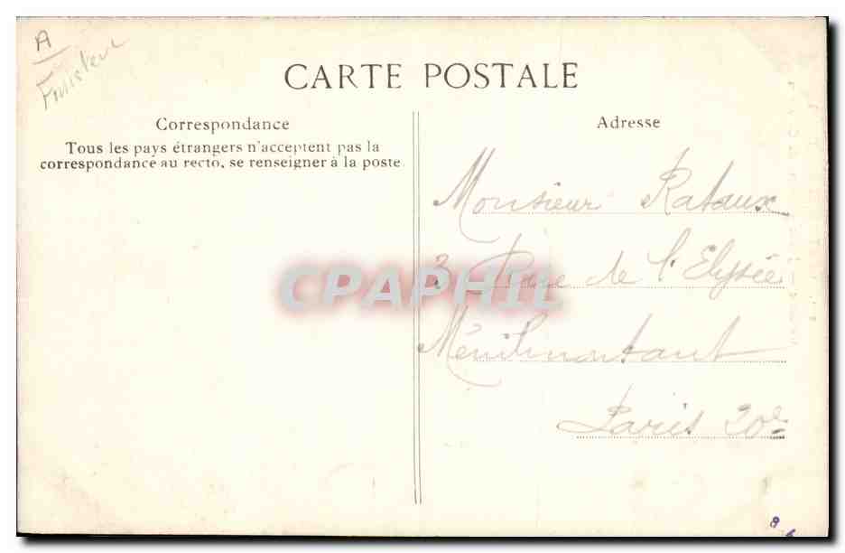 CPA Folklore Carantec Jeune pecheuse de crevettes — Verso
