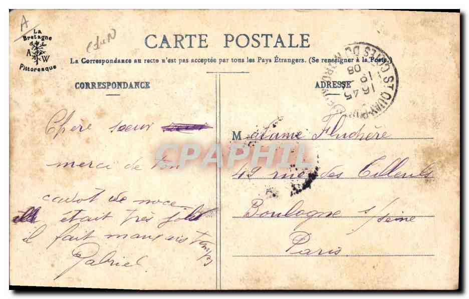 CPA Folklore Jeunes Tregorroises — Verso