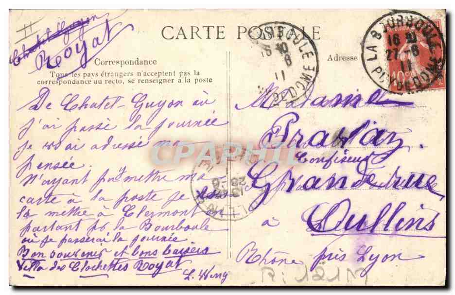 CPA Folklore Auvergne La bourree — Verso
