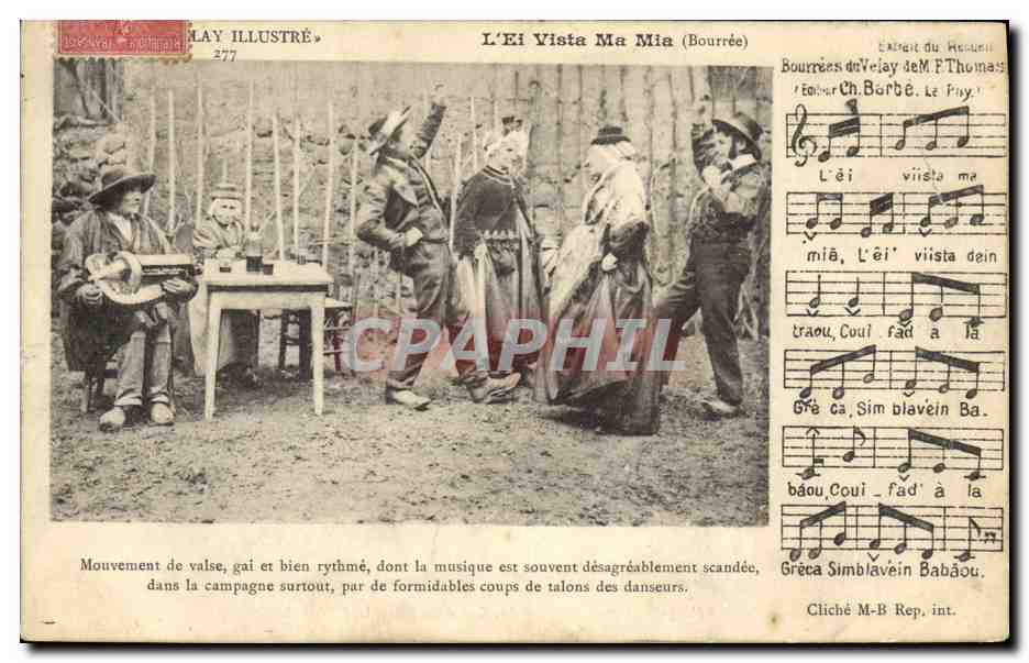CPA Folklore Auvergne La bourree