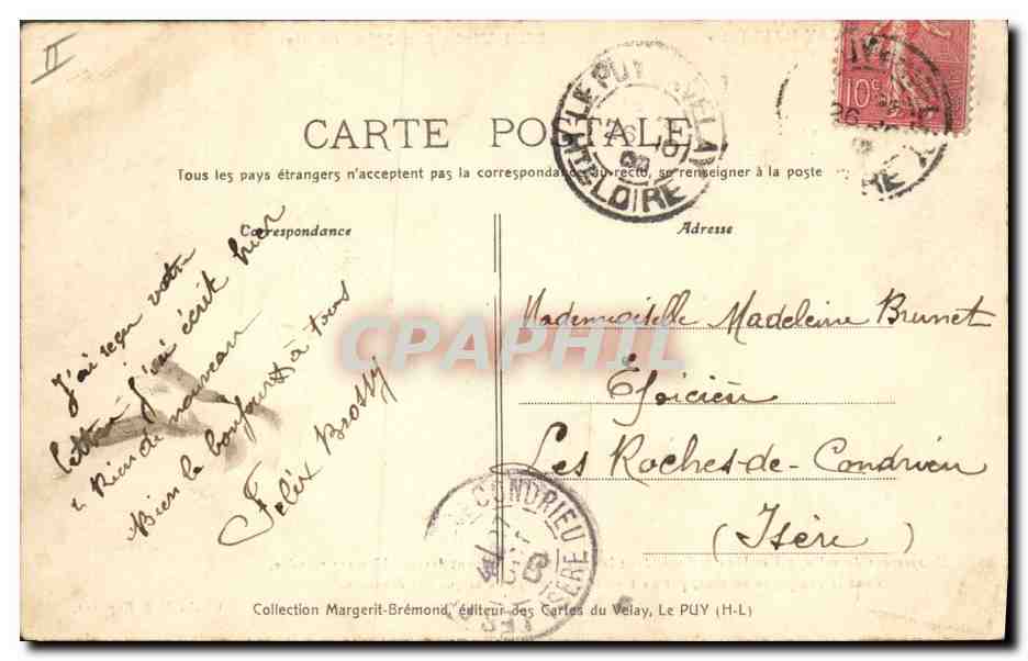 CPA Folklore Auvergne La bourree — Verso