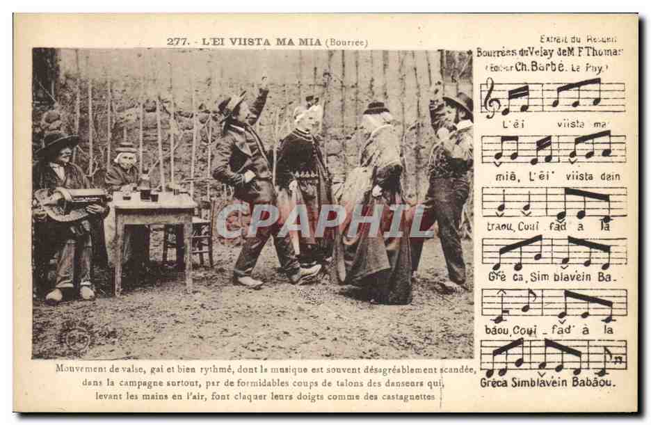 CPA Folklore Auvergne La bourree