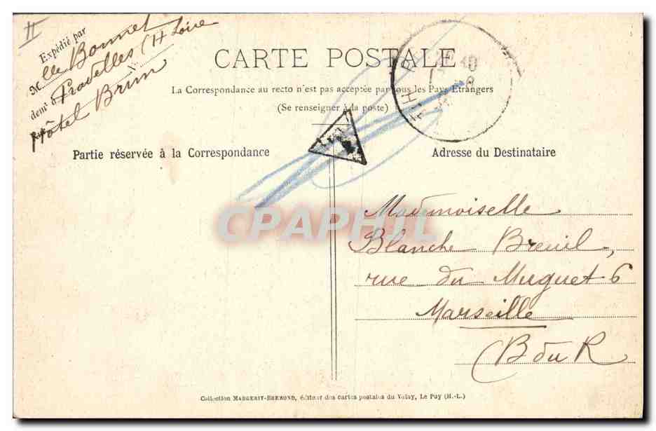 CPA Folklore Auvergne La bourree Le Velay — Verso