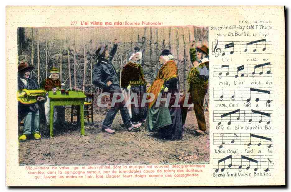 CPA Folklore Auvergne La bourree