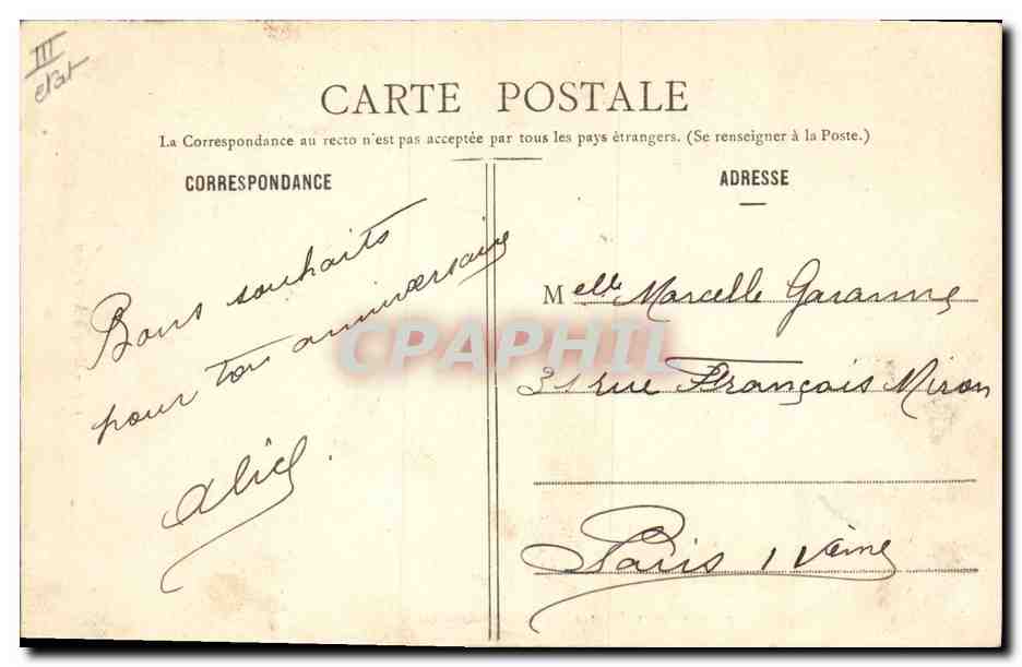 CPA Folklore Couple Auvergnat — Verso