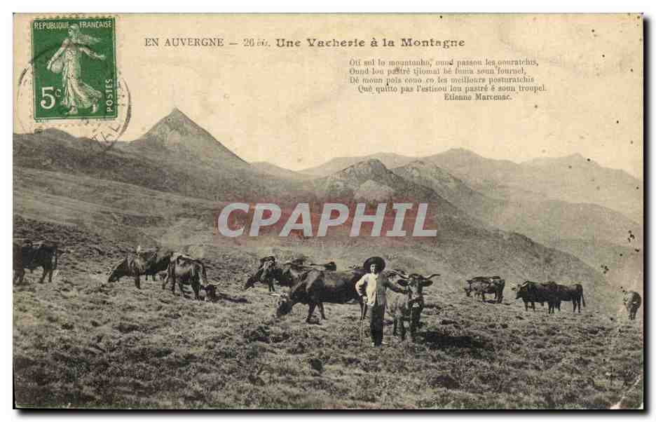 CPA Folklore Auvergne Une vacherie a la montagne 
