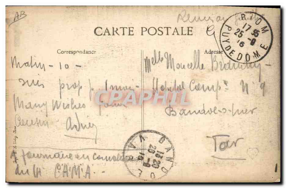 L'Auvergne pittoresque — L'Arrivée des invités — V.D. n°1128 — Rückseite