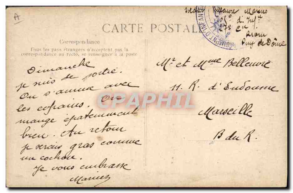 CPA Folklore Auvergne Deux jeunes paysannes Auvergnates — Verso