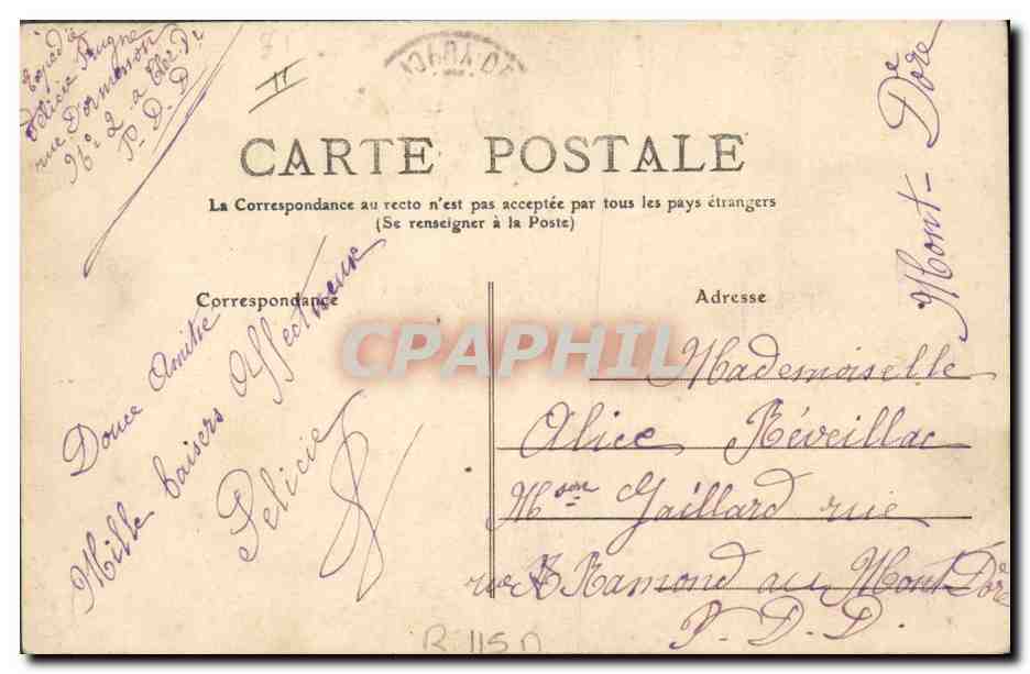 CPA Folklore Auvergne La bourree Vis a vis — Verso