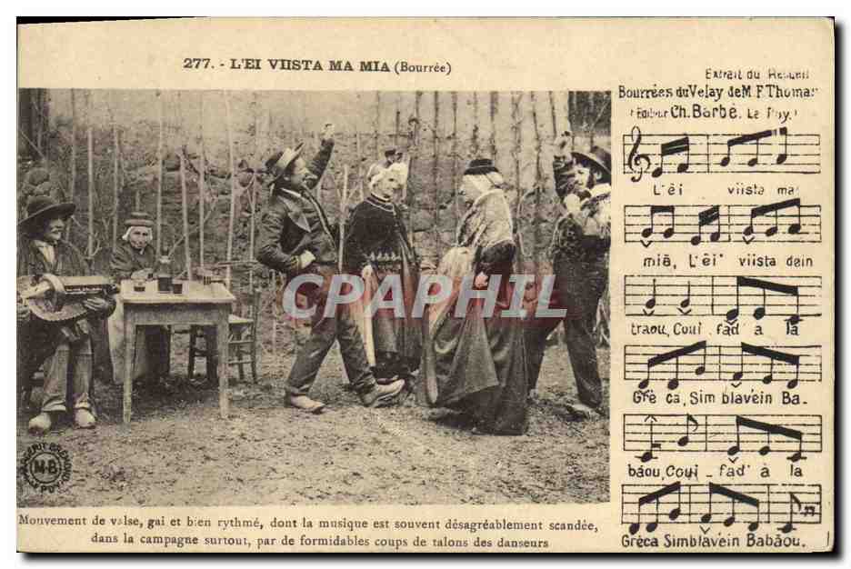 CPA Folklore Auvergne La bourree
