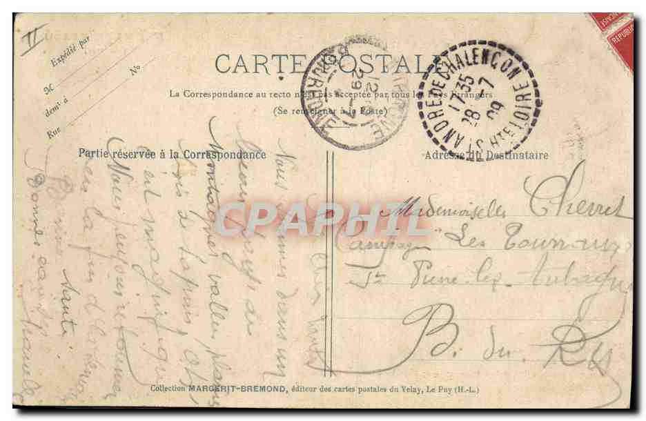 CPA Folklore Le Velay La bourree — Verso