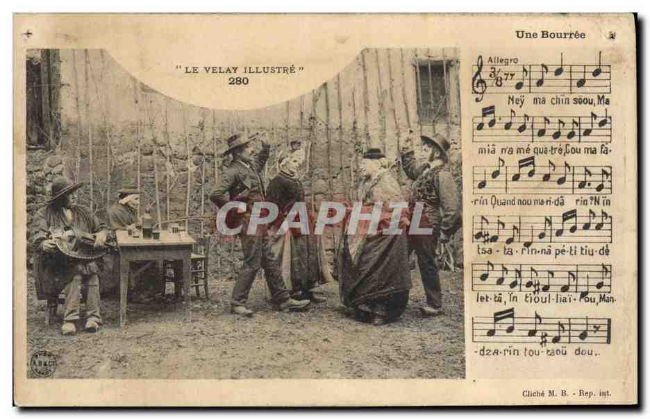 CPA Folklore Auvergne La bourree