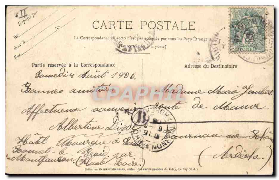 CPA Folklore Auvergne La bourree — Verso