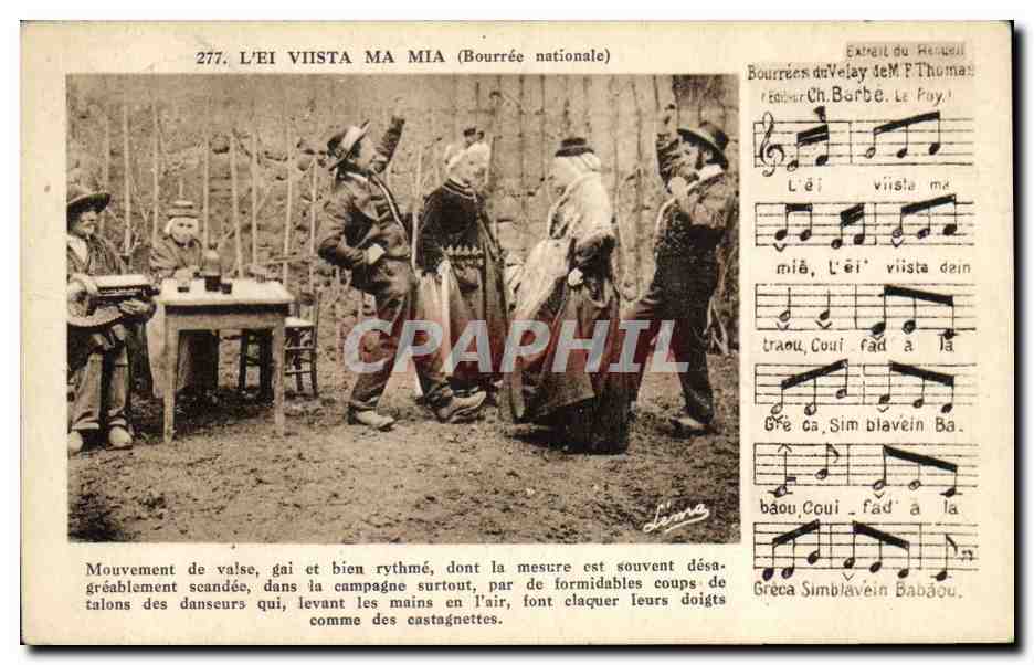 CPA Folklore Auvergne La bourree