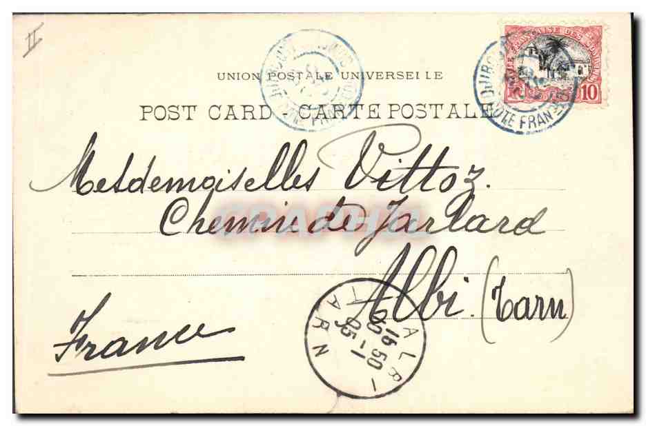 CPA Egypt Egypte Le sphinx Timbre Cote des Somalis — Rückseite
