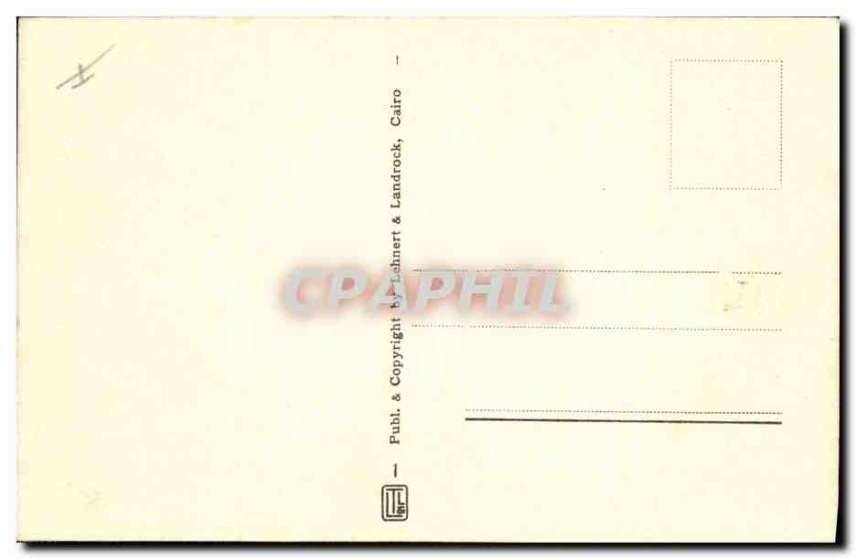 Caire - Twilight — vue des pyramides au crépuscule — éditeur Lehnert & Landrock, n° de série 1063 — Verso