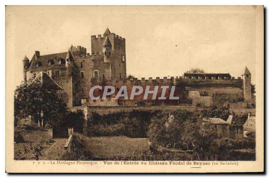 CPA Vue de l'entree du Chateau feodal de Beynac en Sarladais