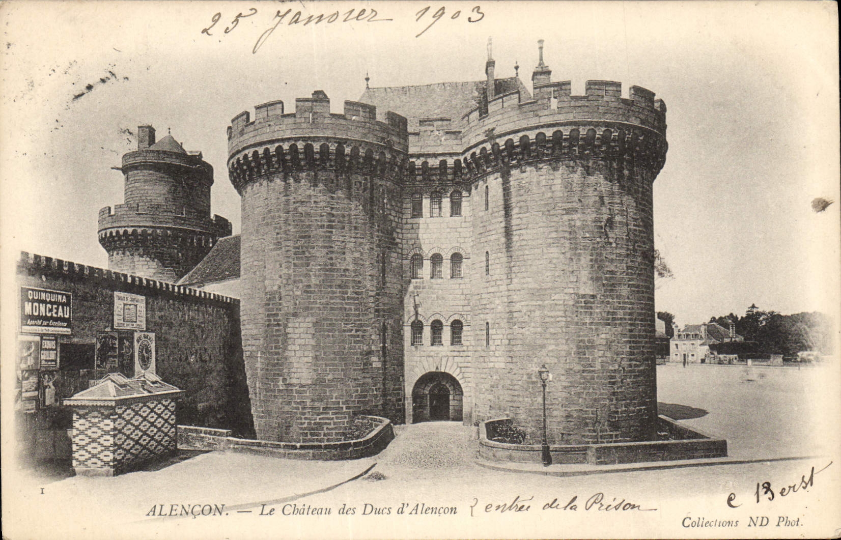 Alençon — Le Château des Ducs d'Alençon, Porte de la Prison — éditeur Quinquin Monceau, n° 13